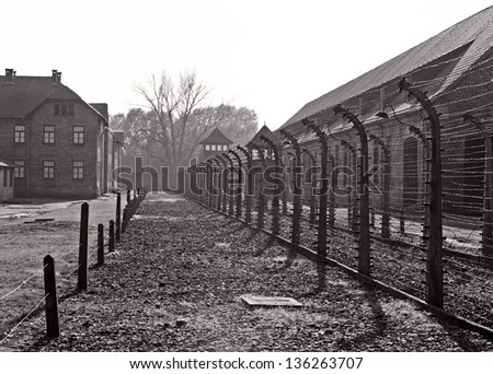 OSWIECIM, POLAND - OCTOBER 22: Auschwitz Camp I, a former Nazi extermination camp on October 22, 2012 in Oswiecim, Poland. It was the biggest nazi concentration camp in Europe.