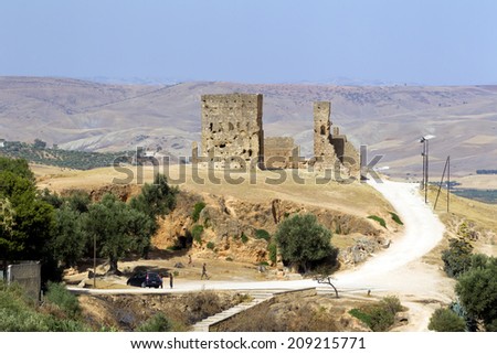 FEZ, MOROCCO - JULY 19: The Marinid Tombs on July 19, 2014 in Fez, Morocco. a Few giant tombs  possibly housing royalty or personages of some importance, dating back to the Marinid Dynasty.