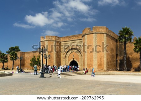 RABAT, MOROCCO - JULY 24 : The entrance gate of the medina as on July 24, 2014 in Rabat, Morocco.  Rabat is the capital and third largest city of the Kingdom of Morocco with a 1 million people.