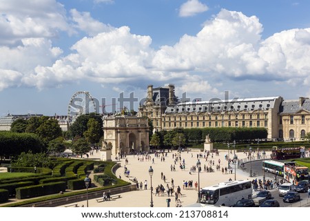 PARIS, FRANCE- JULY 29: The main building of the Louvre Museum on July 29, 2014. The Louvre Museum is one of the largest museums of the world