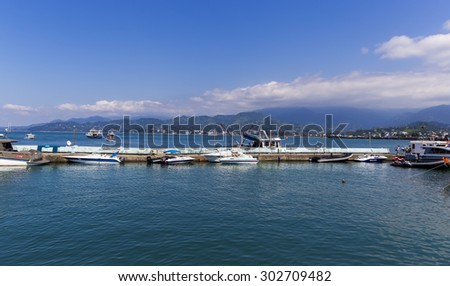 BATUMI, GEORGIA - JULY 20, 2015: The port in Batumi. With a population of 190,000 Batumi serves as an important port and a commercial center.