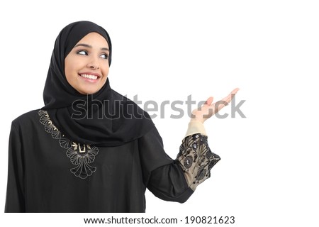 Similar – Image, Stock Photo Young arab woman opening a box with products while smiling, concept retail and buying online