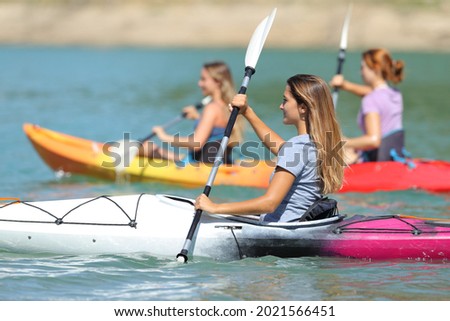 Similar – Image, Stock Photo Sportswoman looking lake from pier