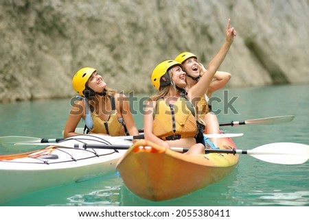 Similar – Image, Stock Photo Sportswoman looking lake from pier