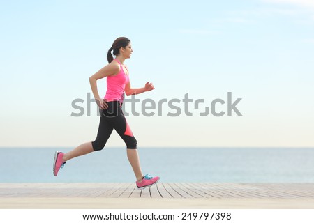 Similar – Image, Stock Photo Woman at beach Movement