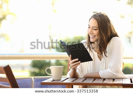 Similar – Image, Stock Photo balcony Reading Literature