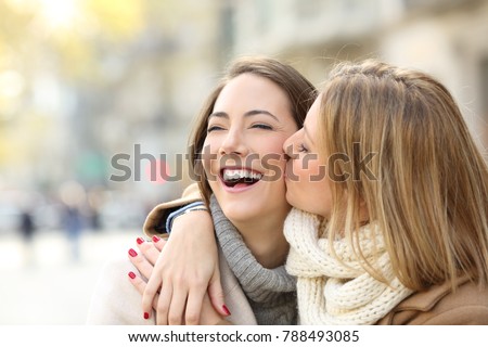 Similar – Image, Stock Photo Two women kissing