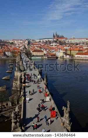 Streets of Prague. City view from above