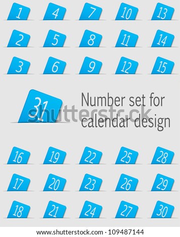 Set of calendar icons with numbers. Vector illustration