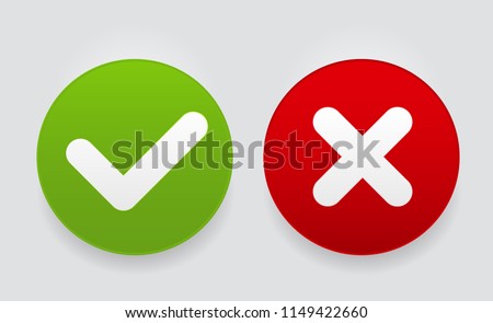 Red and Green Check Mark Icons Button Vector Illustration EPS10