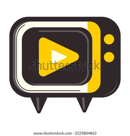 A vintage yellow television logo, symbolizing classic media and entertainment