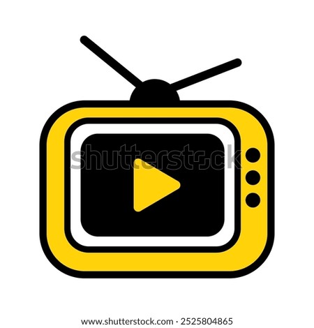 A vintage yellow television logo, symbolizing classic media and entertainment