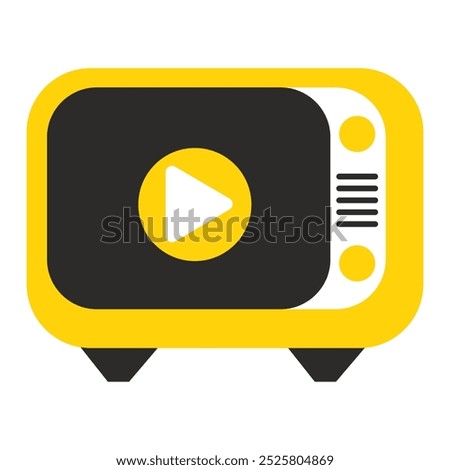 A vintage yellow television logo, symbolizing classic media and entertainment