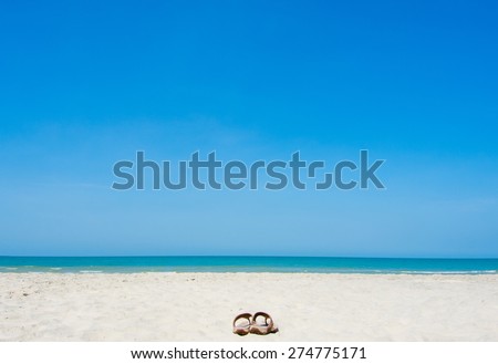 beautiful beach and tropical sea with Blue sky Concept Welcome to summer Season ,Nakhon Si Thammarat ,Thailand