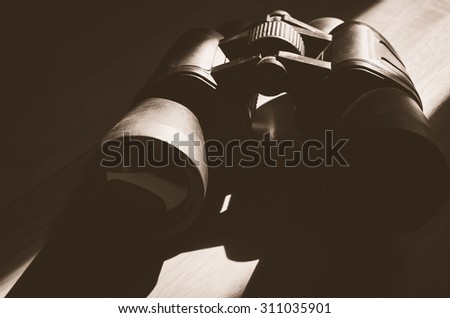 Close up Binoculars  in vintage filter