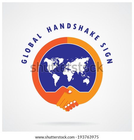 Global handshake abstract sign. Business  concept.vector illustration contains gradient mesh,credit :NASA