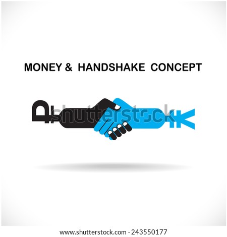 Business partners shaking hands as a symbol of unity, handshake abstract design template. Business creative concept. Deal, contract, team or cooperation symbol icon. Vector illustration