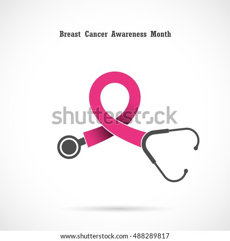 Breast cancer awareness logo design.Breast cancer awareness month icon.Realistic pink ribbon.Pink care logo.Vector illustration