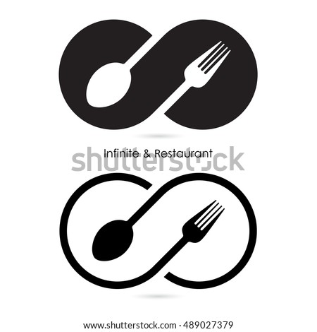 Infinity & restaurant icon.Food & infinity icon.Fork & spoon icon.Business or food and drink concept.Vector illustration