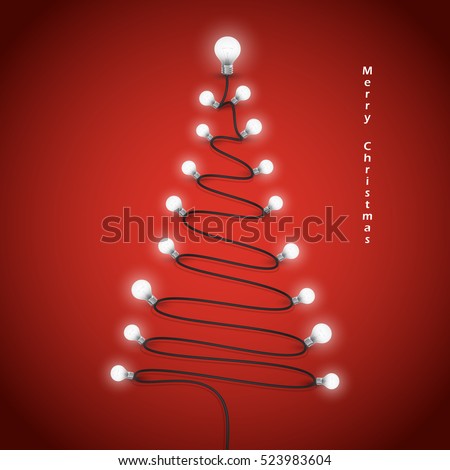 Colorful light bulbs and Christmas tree symbol .Merry christmas abstract background.Design for Christmas postcard, Merry Christmas icon,logo or Merry Christmas background.Vector illustration