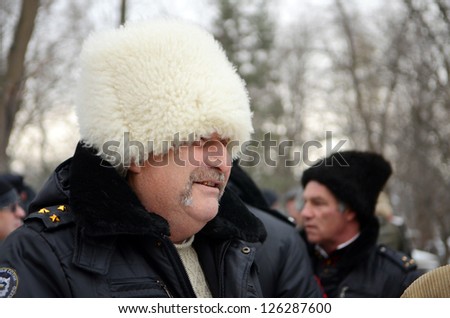 ROSTOV-ON-DON, RUSSIA - JANUARY 26: Cossacks at the rally under the slogan - \