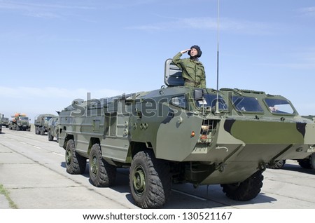 ROSTOV-ON-DON, RUSSIA - APRIL 17: Preparation for Victory Parade in front of celebrate the 67th anniversary of Victory Day (WWII), April 17, 2012 in Rostov-on-Don, Russia