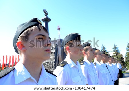 ROSTOV-ON-DON, RUSSIA - MAY 7: A guard of honorÂ?Â? International automobile race \