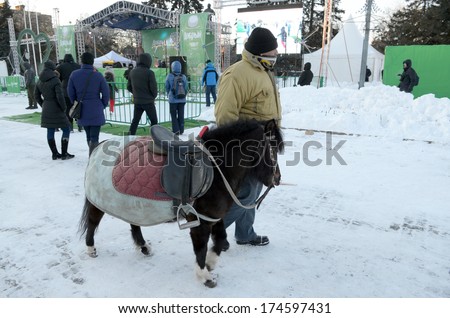 ROSTOV-ON-DON, RUSSIA - February 1: Feast in support of Sochi Olympics 2014 in Gorky Park in Rostov-on-Don, February 1, 2014 in Rostov-on-Don, Russia.