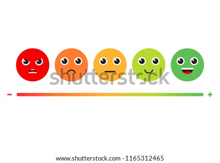 Satisfaction Rating. Set of Feedback Icons in form of emotions. Excellent, good, normal, bad, awful. Vector illustration.