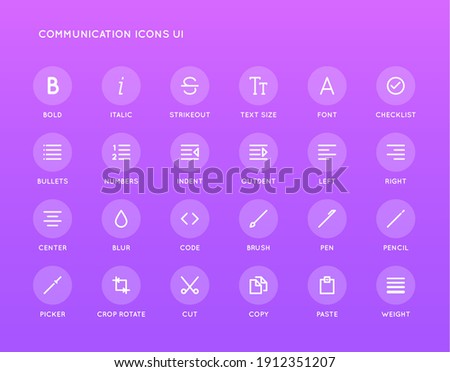 Text Editing User Interface (UI) Vector Icon Set. High Quality Minimal Lined Icons for All Purposes.