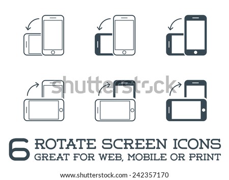 Rotate Smartphone or Cellular Phone or Tablet Icons Set in Vector 