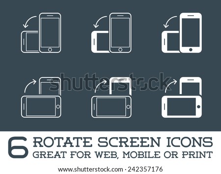 Rotate Smartphone or Cellular Phone or Tablet Icons Set in Vector 