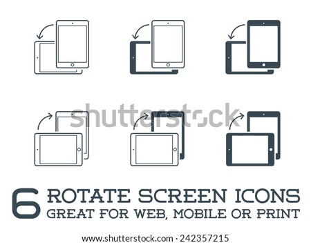 Rotate Smartphone or Cellular Phone or Tablet Icons Set in Vector 