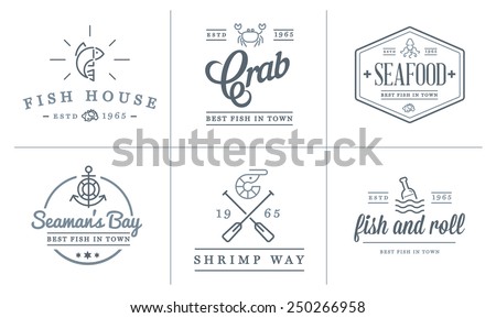 Set of Vector Sea Food Elements and Sea Signs Illustration can be used as Logo or Icon in premium quality