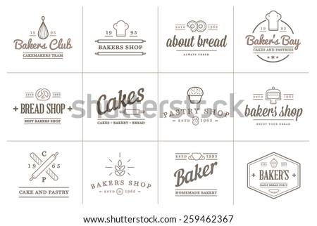 Set of Vector Bakery Pastry Elements and Bread Icons Illustration can be used as Logo or Icon in premium quality 