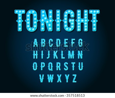 Neon Casino or Broadway Signs style light bulb Alphabet in Vector