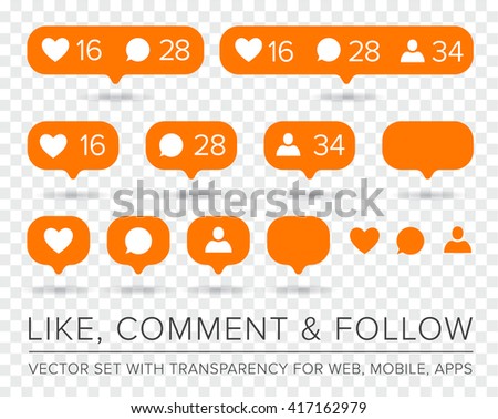 Vector Like, Follower, Comment Icon Set