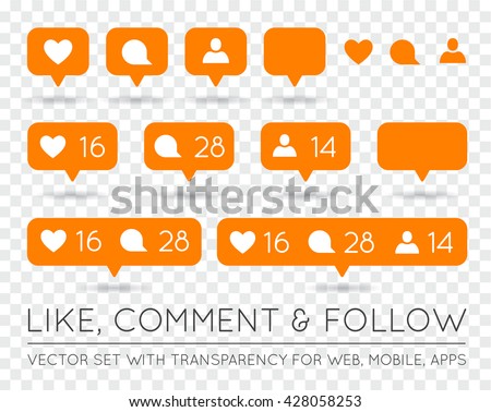 Vector Like, Follower, Comment Icon Set