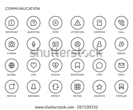 Communication User Interface (UI) Vector Icon Set. High Quality Minimal Lined Icons for All Purposes.