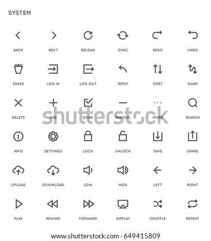 System User Interface (UI) Vector Icon Set. High Quality Minimal Lined Icons for All Purposes.