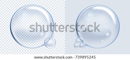 Set of Vector Soap Water Bubbles. Transparent Isolated Realistic Design Elements. Can be used with any Background.