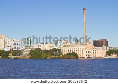 Porto Alegre city view - Gasometro Gas Plant and Guaiba river, Rio Grande do Sul, Brazil. Foto stock © 