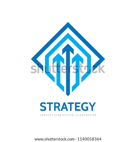 Business strategy vector logo template concept illustration. Three arrows creative sign. Progress development icon symbol. Geometric design element.