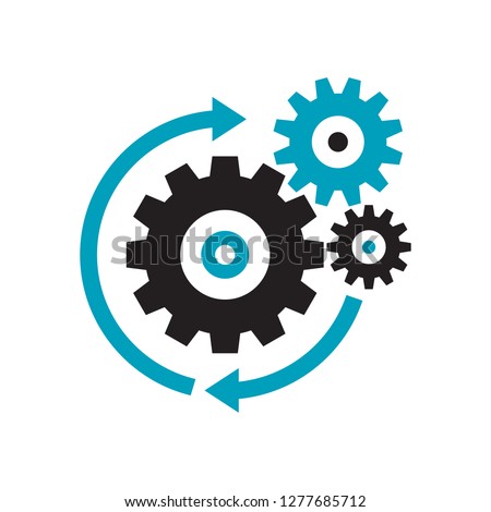 Gears - black icon on white background vector illustration for website, mobile application, presentation, infographic. Cogwheels process concept sign. SEO - search engine optimization. 