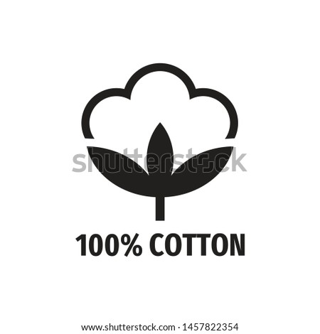 100% cotton - web black icon design.  Natural fiber sign. Vector illustration. 