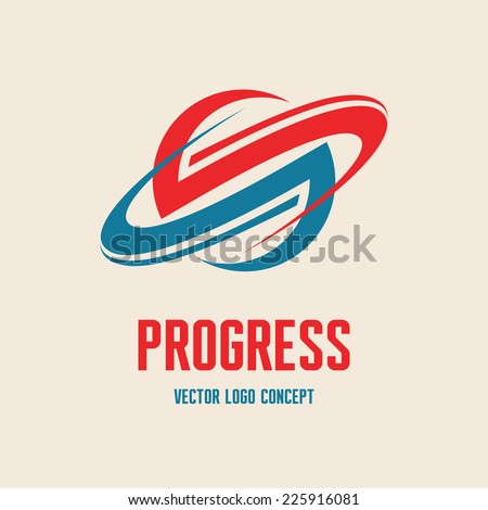 Progress - vector business logo template concept. Abstract planet illustration. Stylized Saturn sign. Design element. 