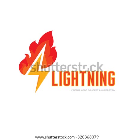 Lightning and flame - vector logo template concept illustration. Fire sign. Power energy symbol. Design element for creative projects. 
