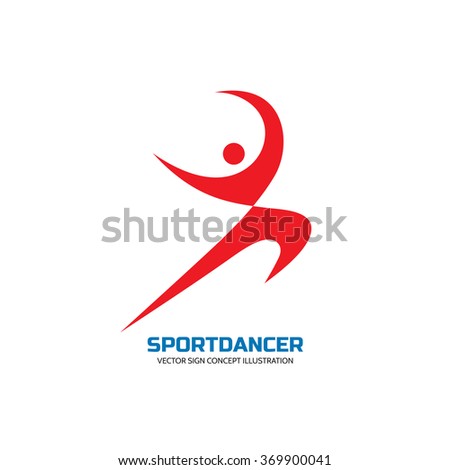 Sport dance - vector logo template concept illustration. Human character sign. Dancer symbol. Gymnastic icon. Minimalism. Fitness insignia.