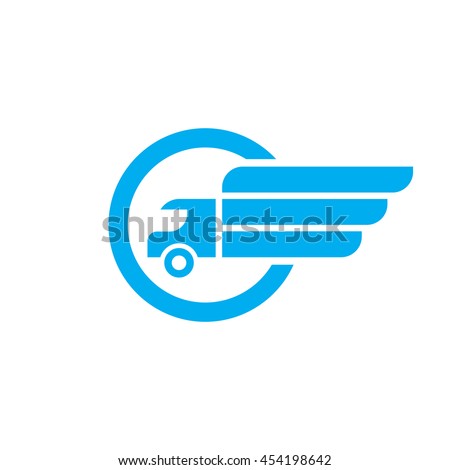Transport - vector logo template. Abstract car truck silhouette with wing concept illustration. Delivery service sign. Design element.