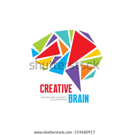 Creative idea - business vector logo template concept illustration. Abstract human brain creative sign. Infographic symbol. Triangle design element. 